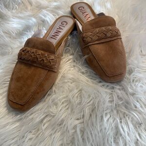 Gianni Bini Suede Braided Mule Loafers Brown Women’s 7.5